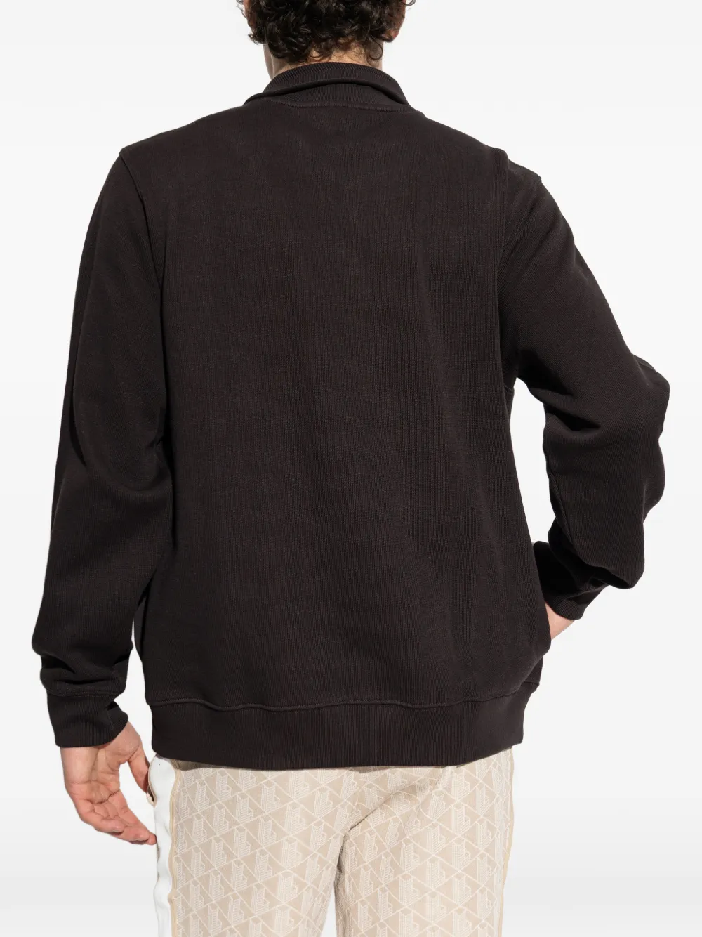 zip-up logo-patch sweatshirt