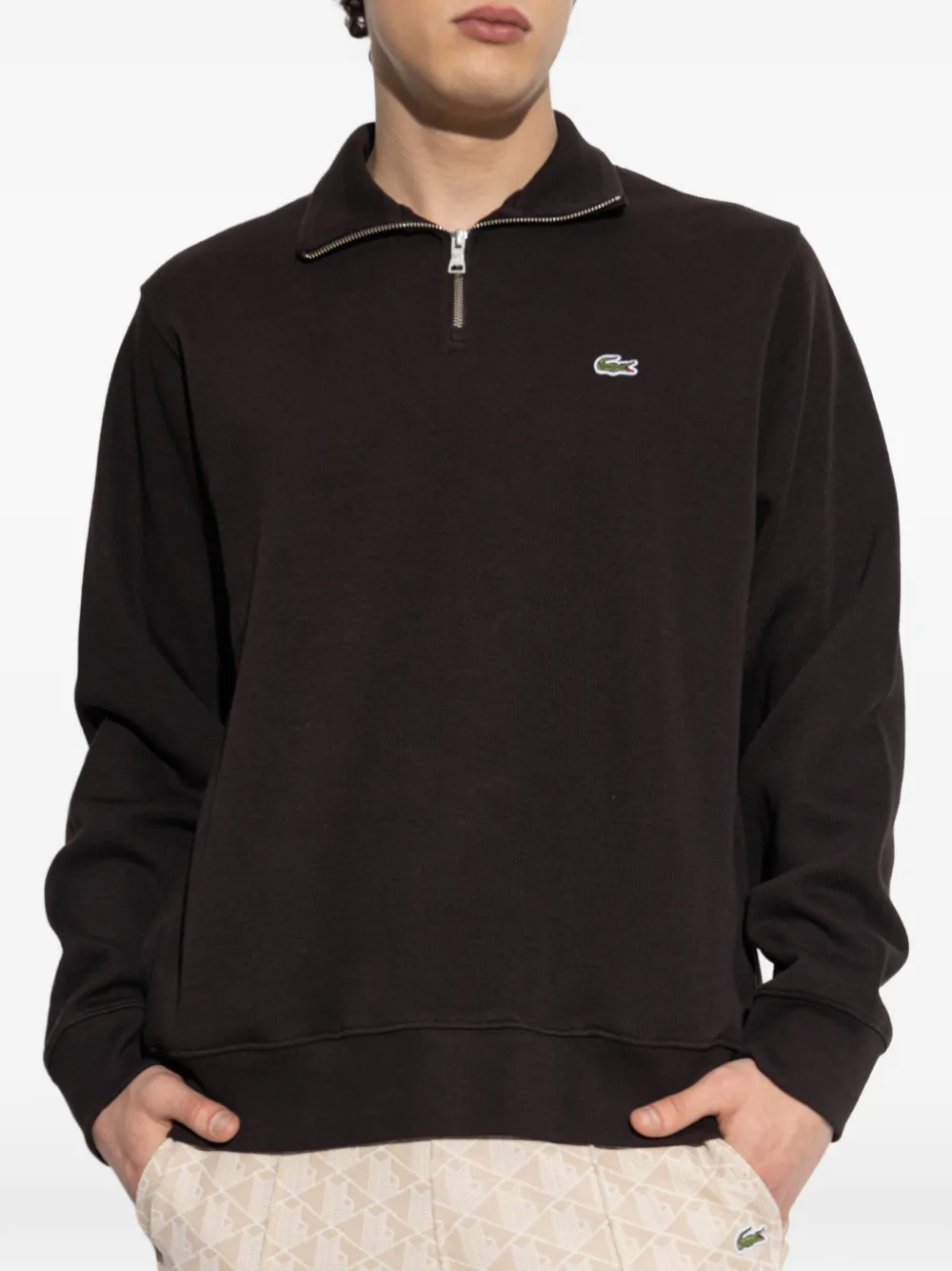 zip-up logo-patch sweatshirt