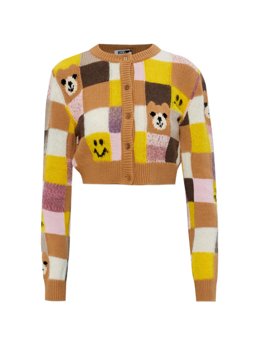 Moschino patchwork-pattern cardigan - Marrone
