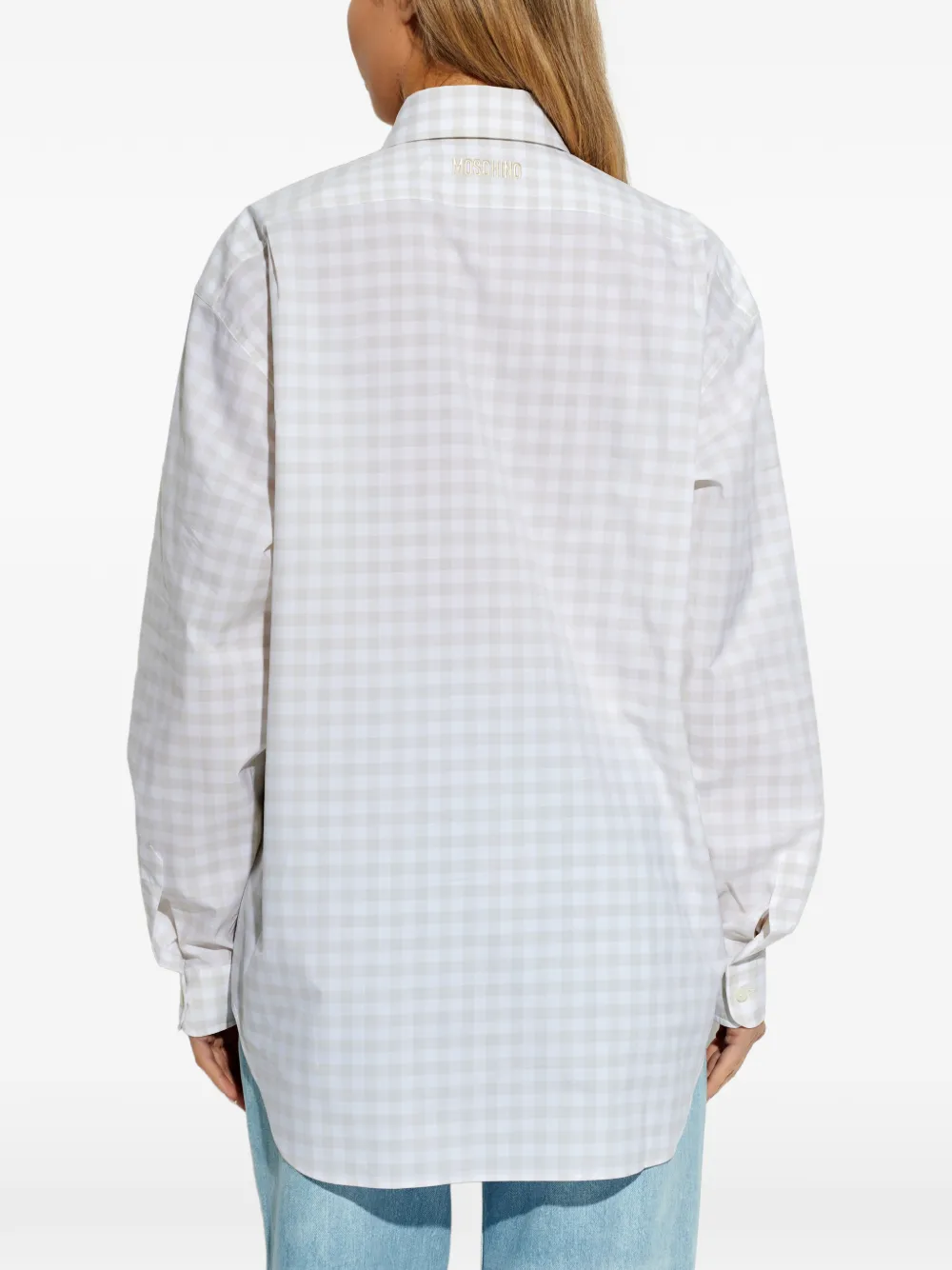 Moschino Geruite blouse met hart-patroon Beige