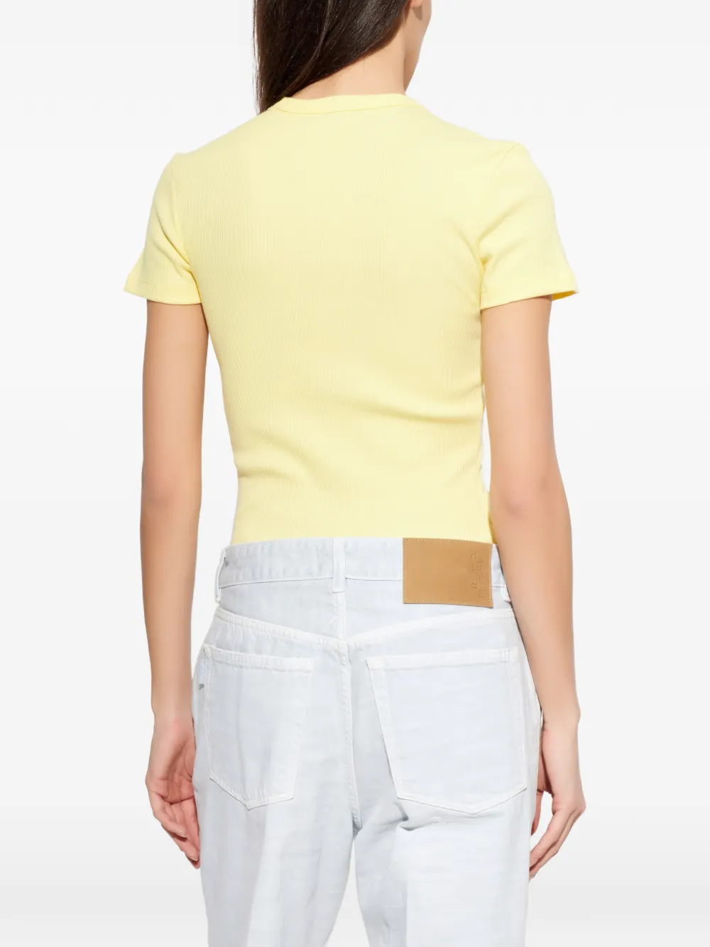 Lacoste Geribbeld T-shirt met logo Geel