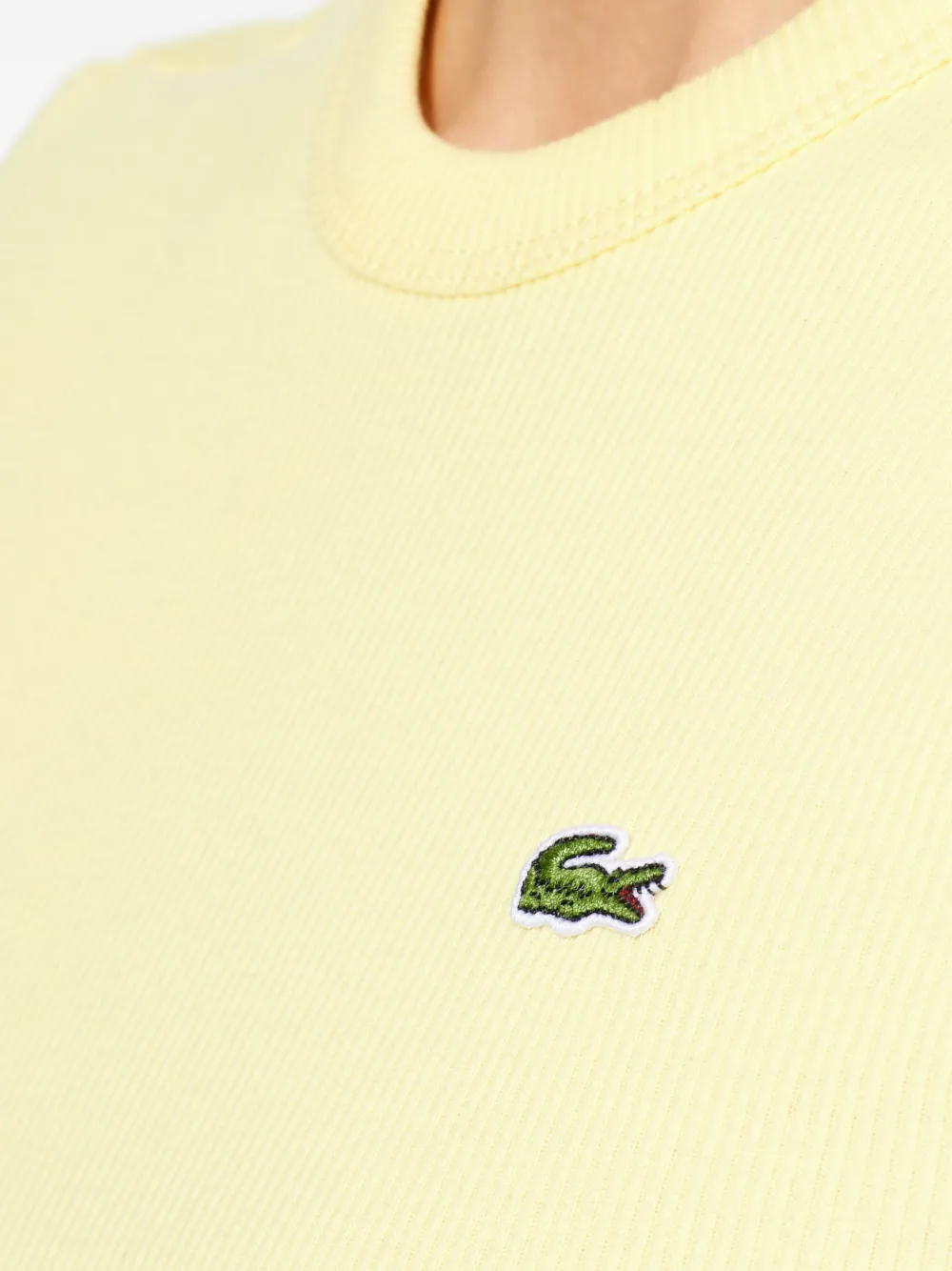 Lacoste Geribbeld T-shirt met logo Geel