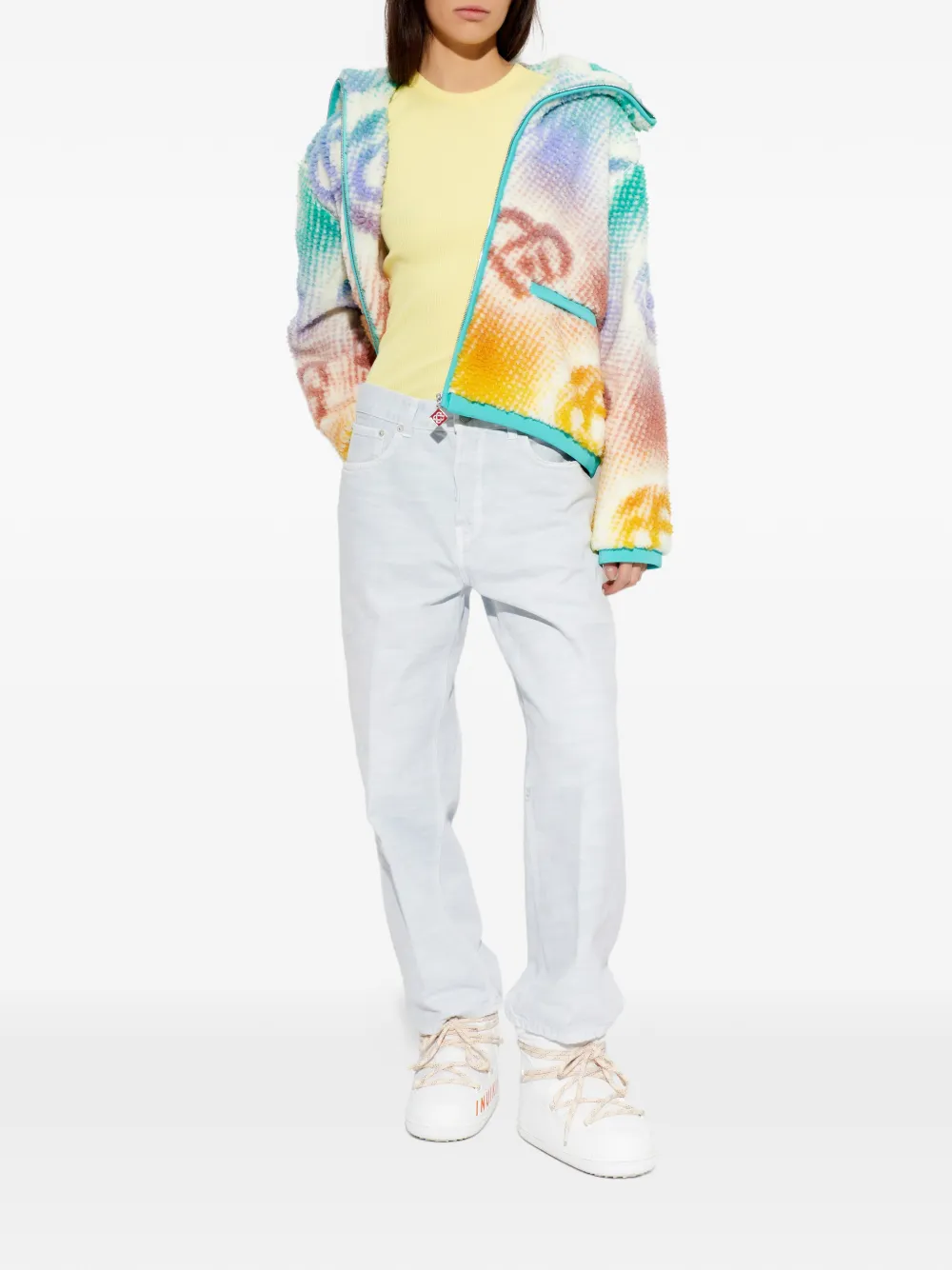 Lacoste Geribbeld T-shirt met logo Geel
