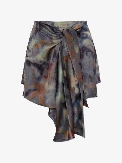 Diesel knotted skort in printed satin