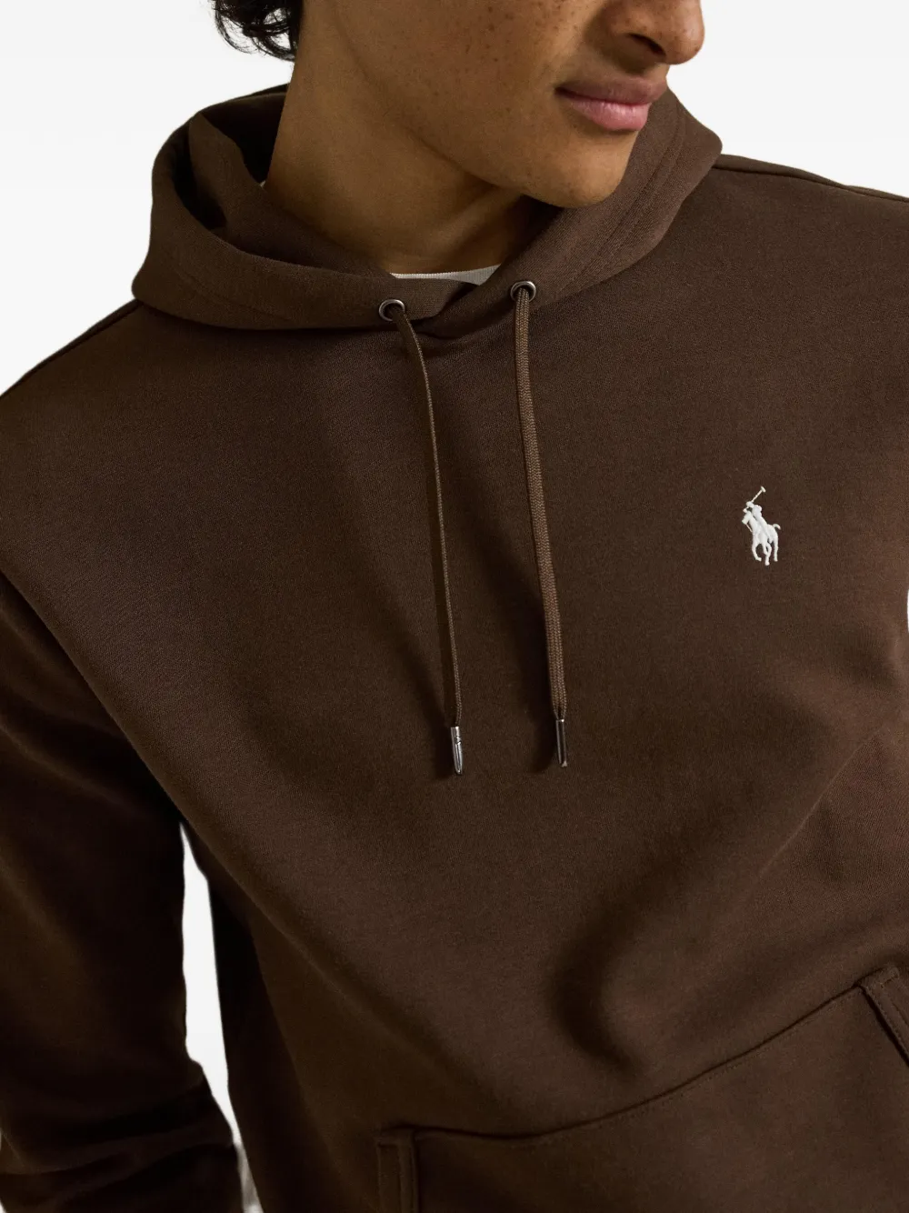 Polo Ralph Lauren Dubbelgebreide hoodie met logoborduurwerk Bruin