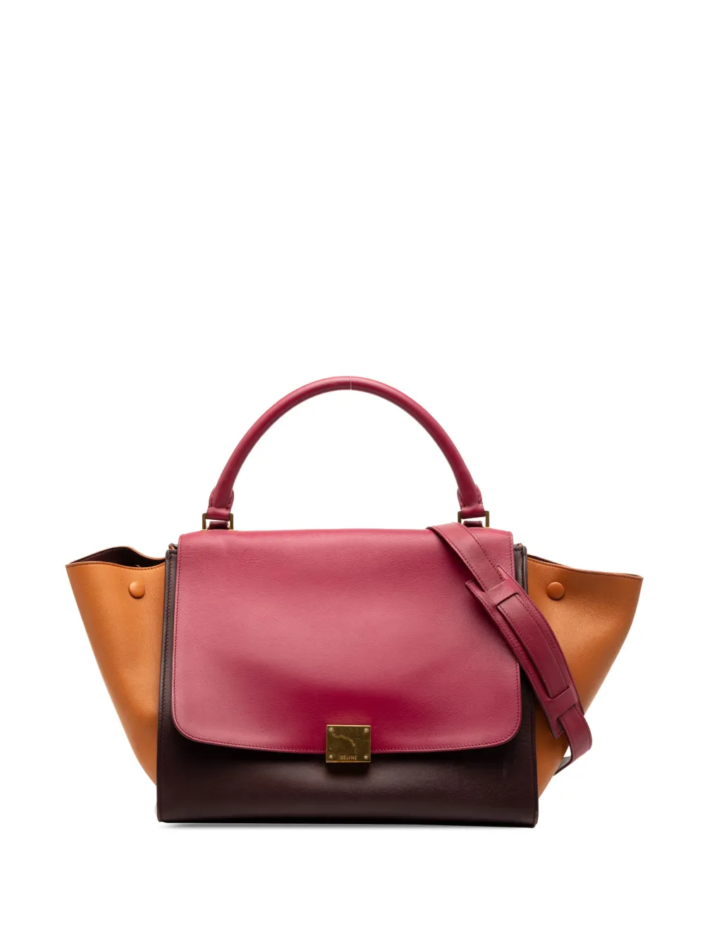 Celine Pre-Owned 2014 Medium Tricolor Leather Trapeze satchel - Rosso