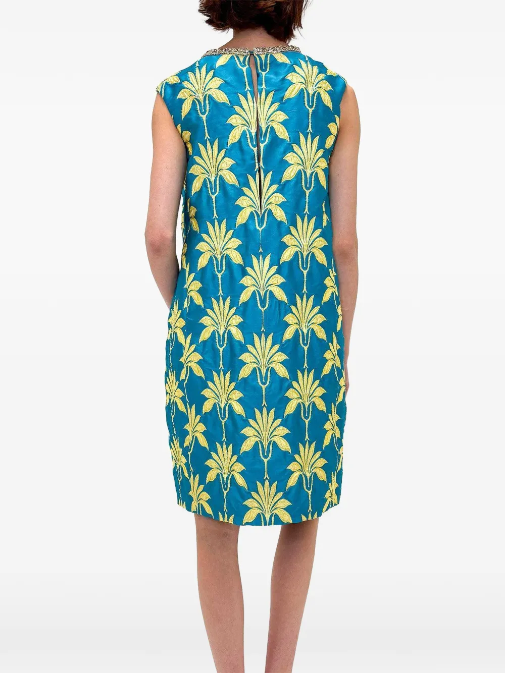Odeeh beaded floral dress - Blauw