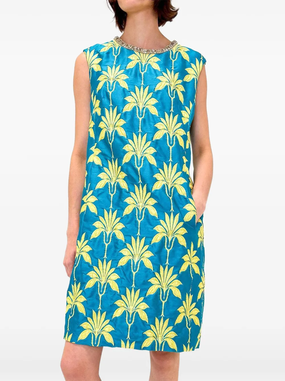 Odeeh beaded floral dress - Blu