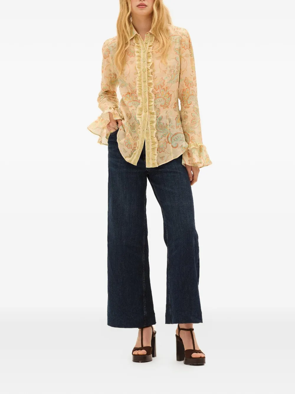 KATE FORD frill fiordaliso blouse - Beige