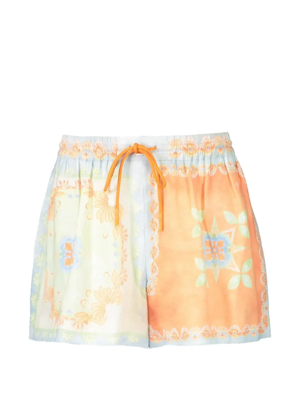 KATE FORD Matthiola Flow floral print drawstring shorts - Blu