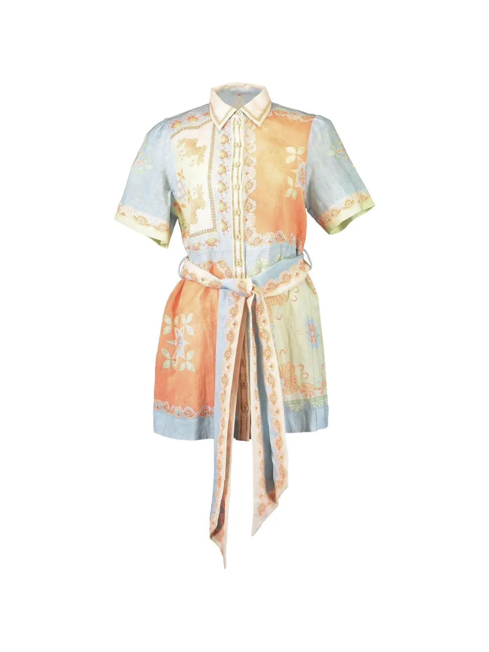 KATE FORD floral print belted shirt dress - Blu