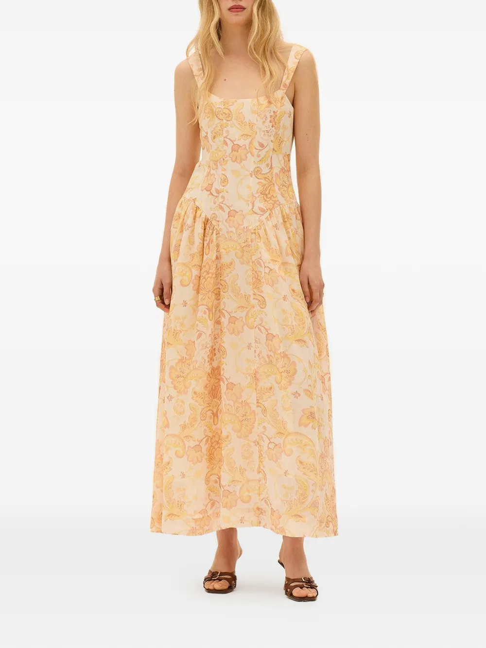 KATE FORD Peonia Bodige Gown floral dress - Beige