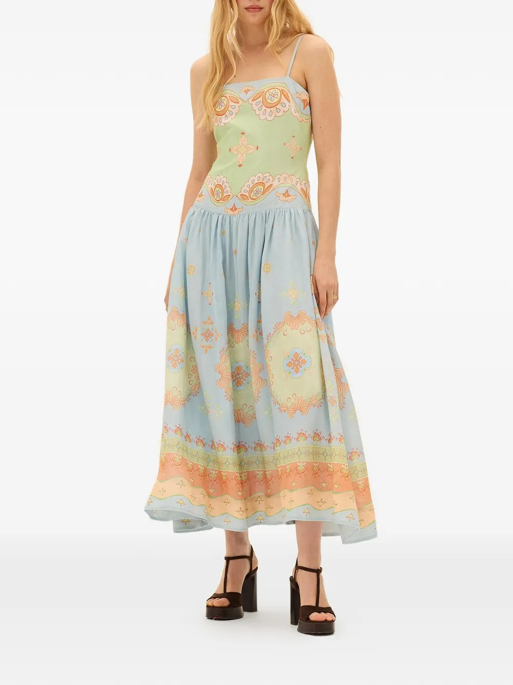  Kate Ford Vestido Matthiola Estampado - Azul 