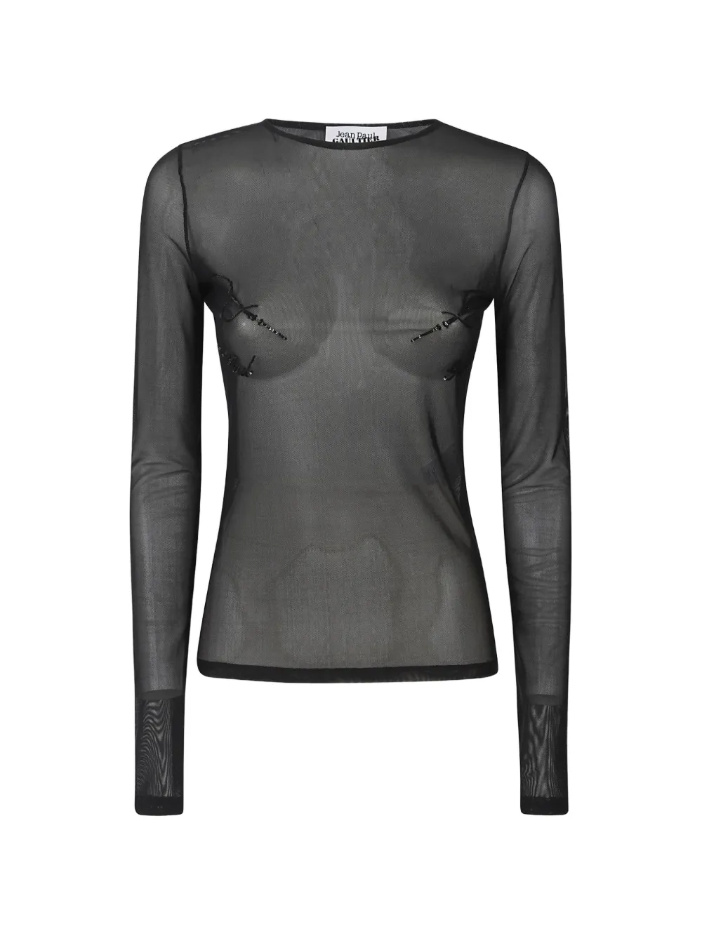 Jean Paul Gaultier sequin-embroidered mesh top - Nero