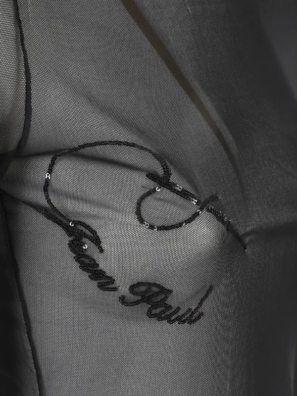 Jean Paul Gaultier スパンコール メッシュトップ | ブラック