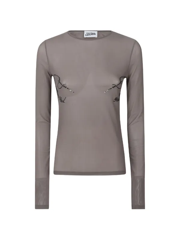 Jean Paul Gaultier Sequin-embellishment T-shirt in Grey
