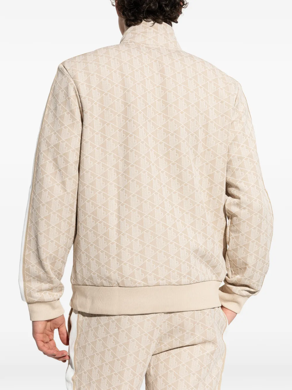 Lacoste Sweater met patroon en rits Beige