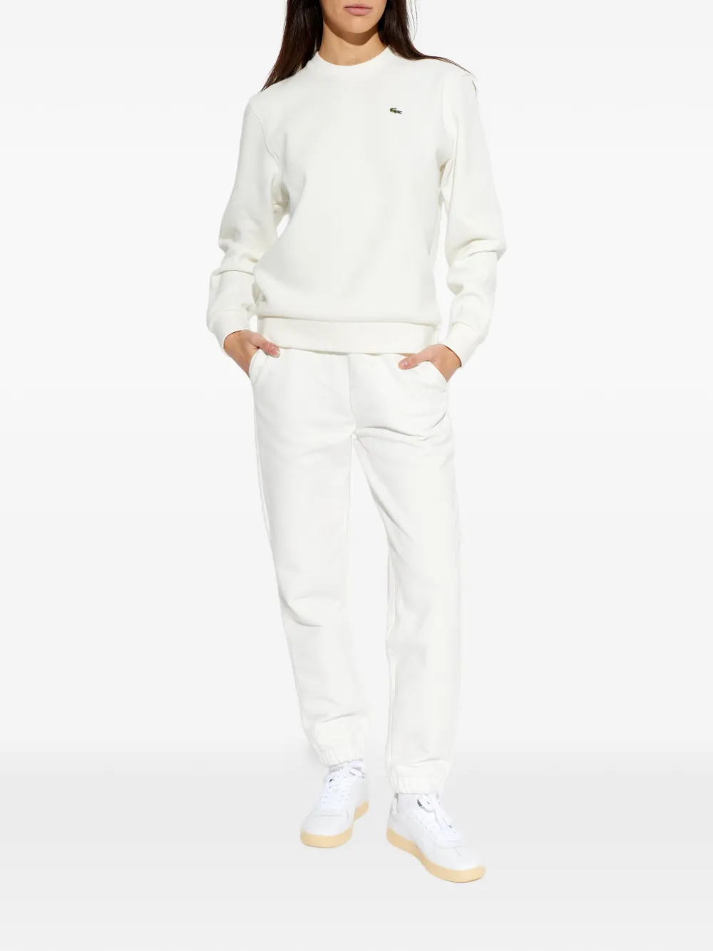  Lacoste Embroidered Crew-neck Sweatshirt - White 