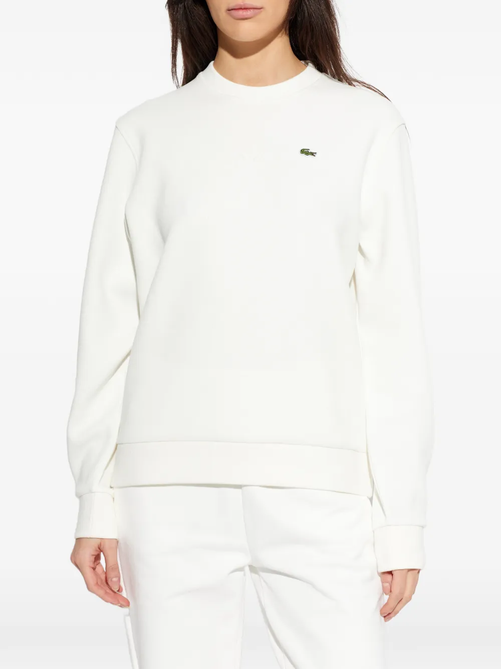  Lacoste Embroidered Crew-neck Sweatshirt - White 
