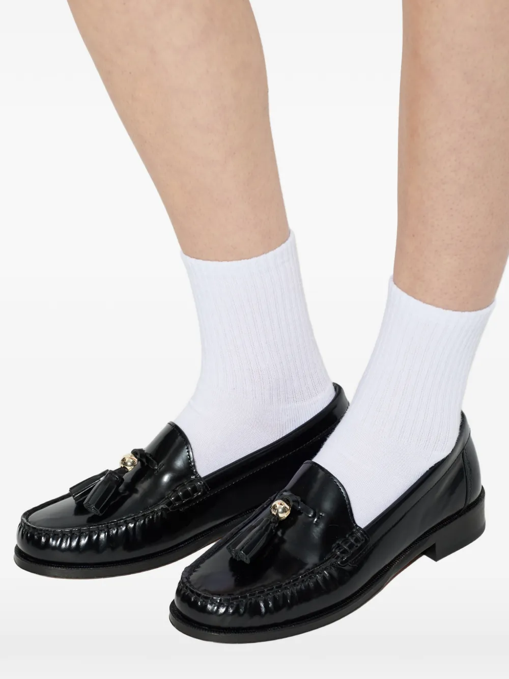 Furla Leren loafers met kwastje Zwart