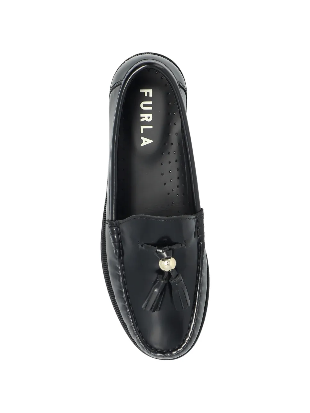 Furla Leren loafers met kwastje Zwart