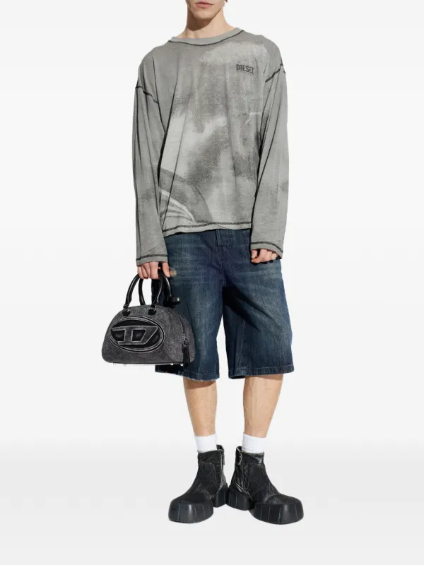 Diesel logo-print long-sleeve T-shirt | Grey | FARFETCH GE