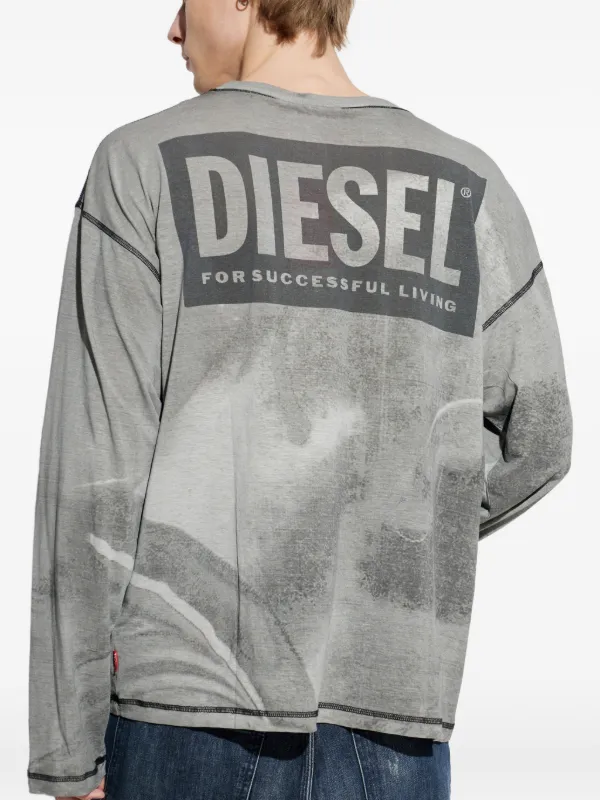 Diesel logo-print long-sleeve T-shirt | Grey | FARFETCH GE