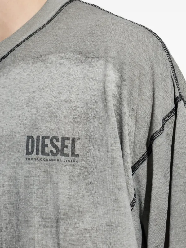 Diesel logo-print long-sleeve T-shirt | Grey | FARFETCH GE