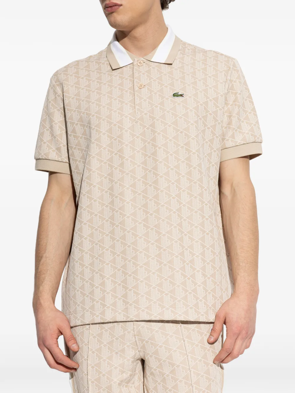  Lacoste Patterned Polo Shirt - Neutrals 