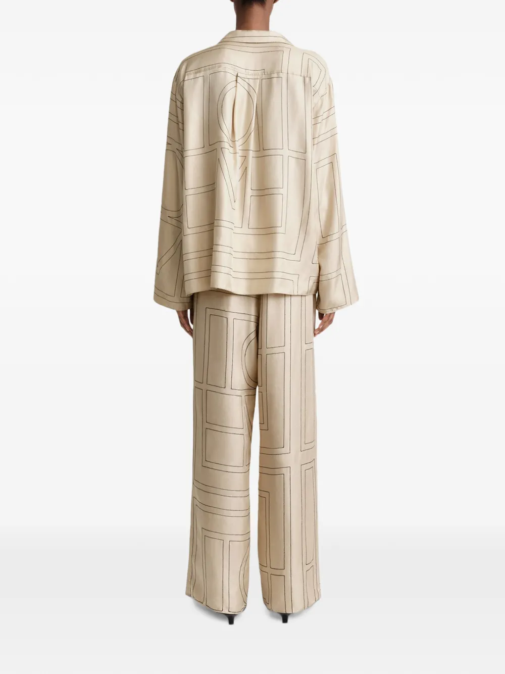 TOTEME Zijden pyjamabroek met monogram Beige