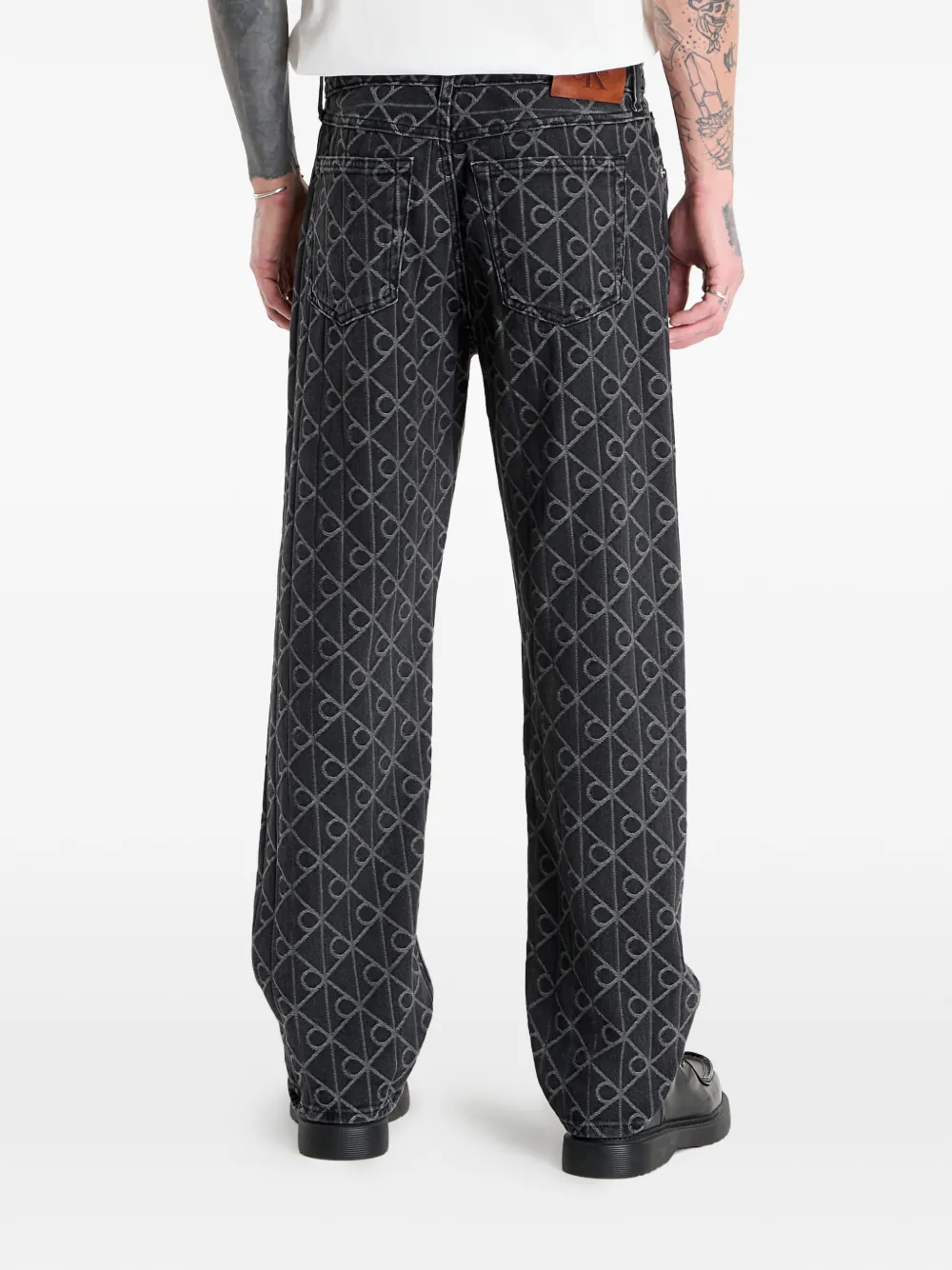  Calvin Klein Buttoned Patterned Jeans - Black 