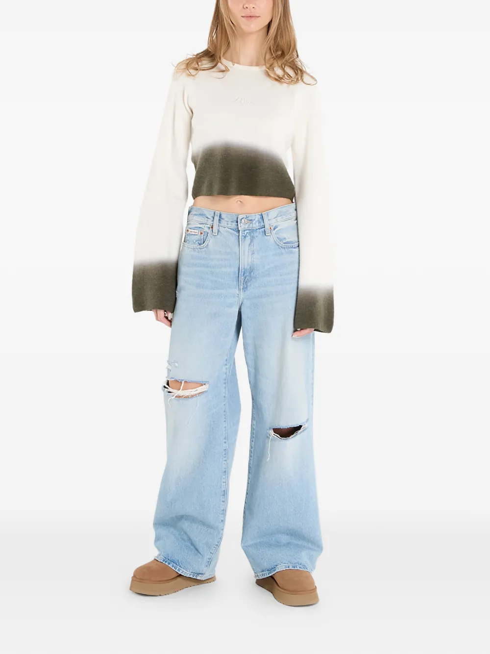 Dime cropped long-sleeve top - Wit