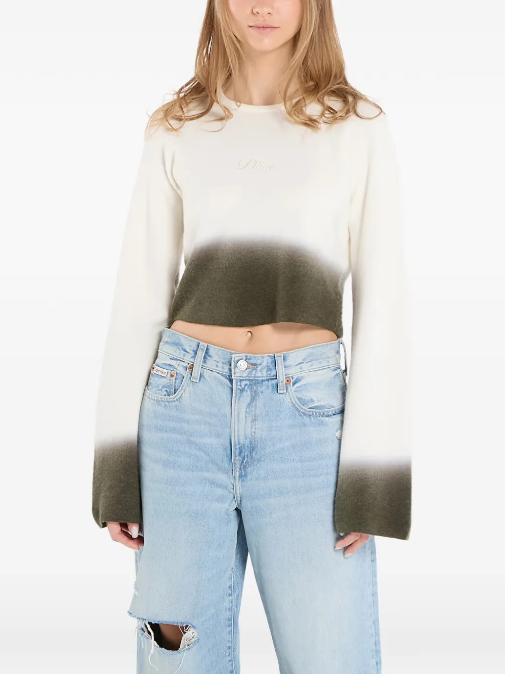 dime cropped long-sleeve top - Bianco