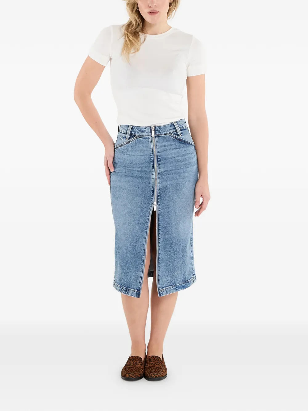 Calvin Klein zip-front skirt - Blauw