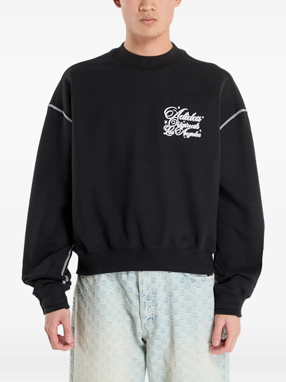 adidas Santa Monica embroidery crew-neck sweater - Nero