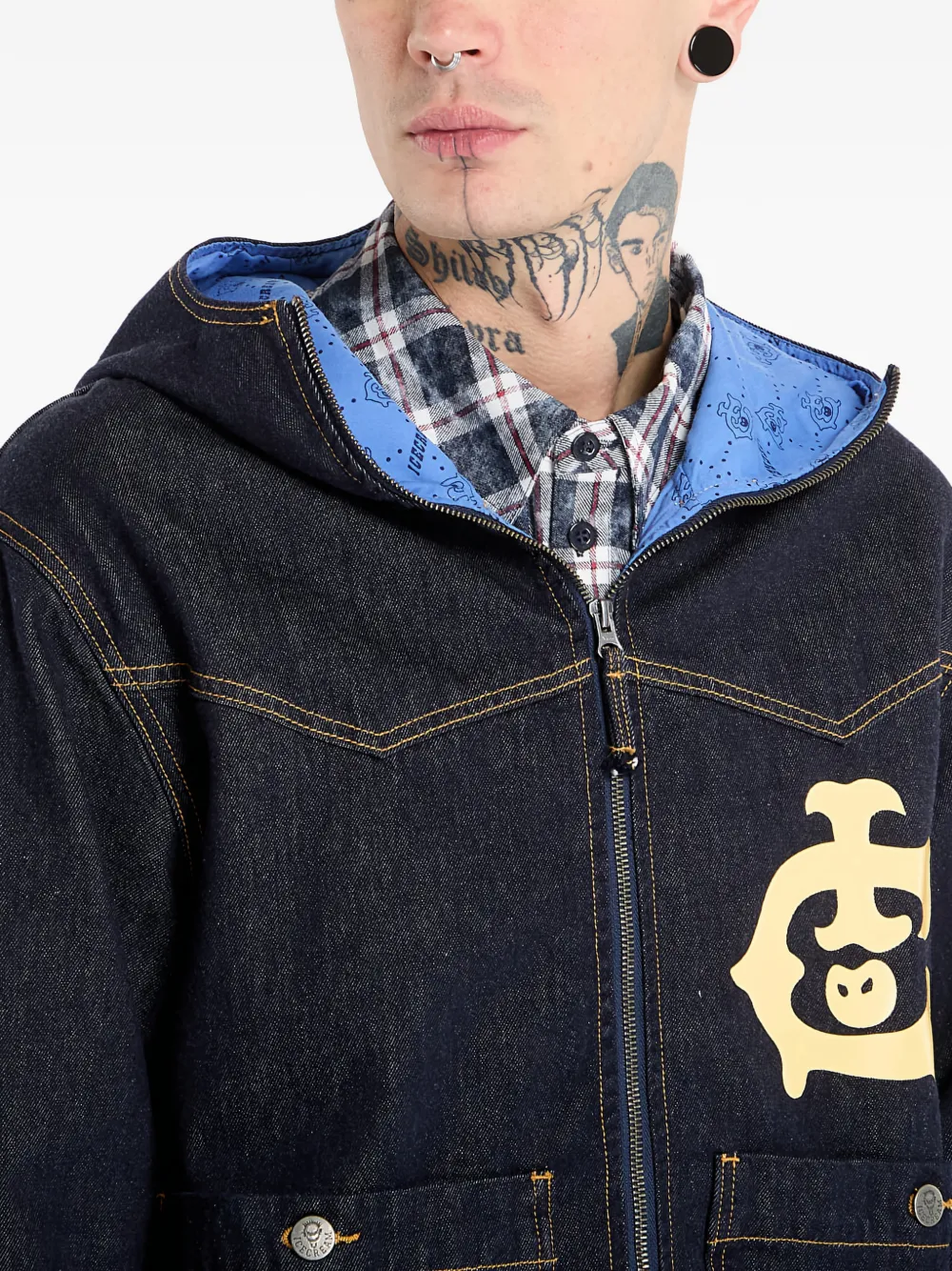 ICECREAM Western jack met vlakken en rits Blauw