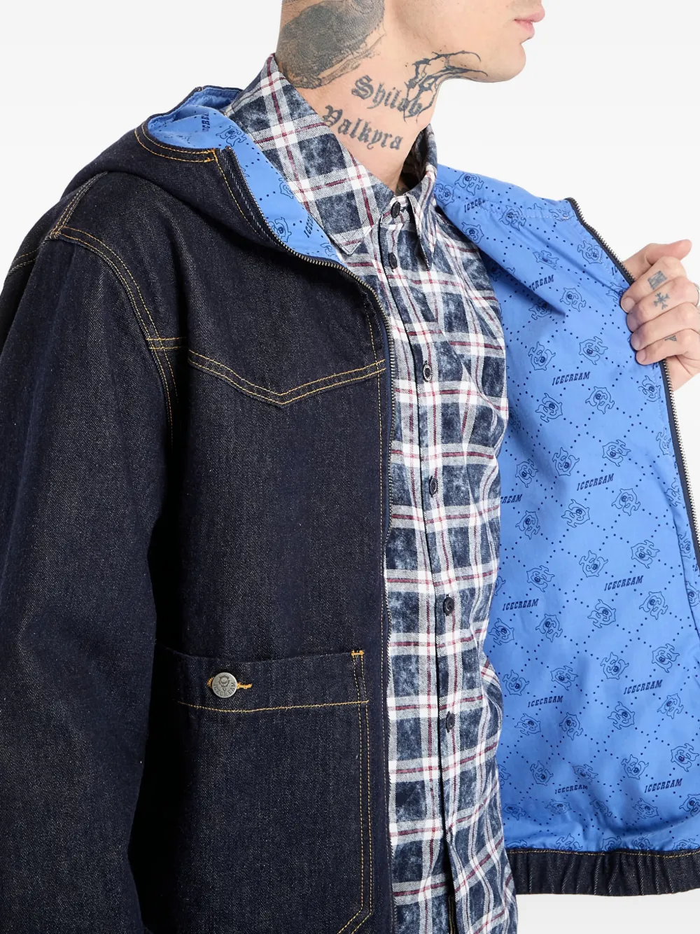 ICECREAM Western jack met vlakken en rits Blauw