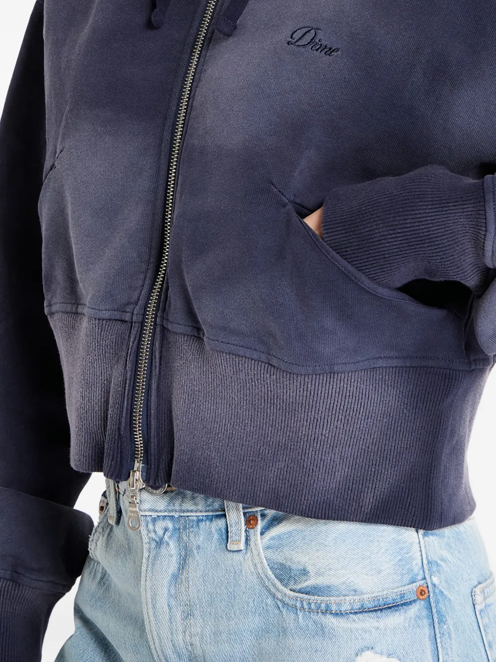 dime Cropped hoodie met rits Blauw