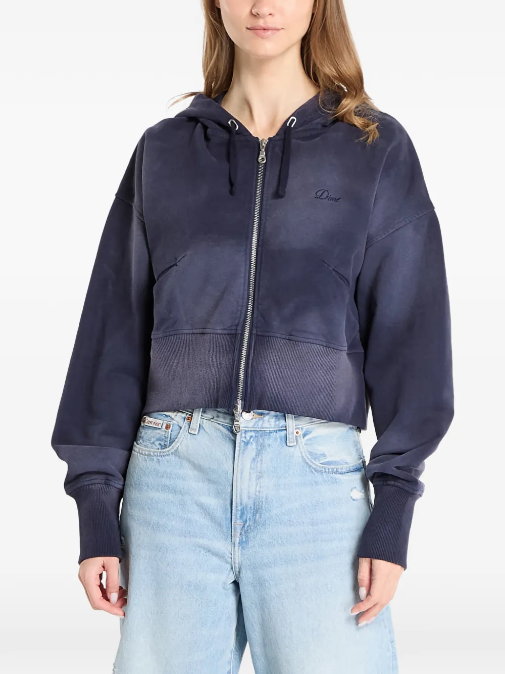 dime Cropped hoodie met rits Blauw