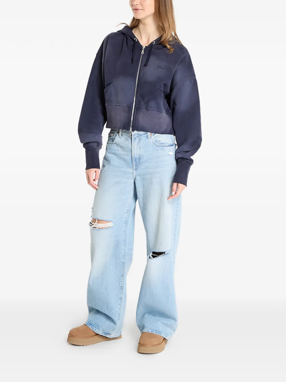 dime Cropped hoodie met rits Blauw