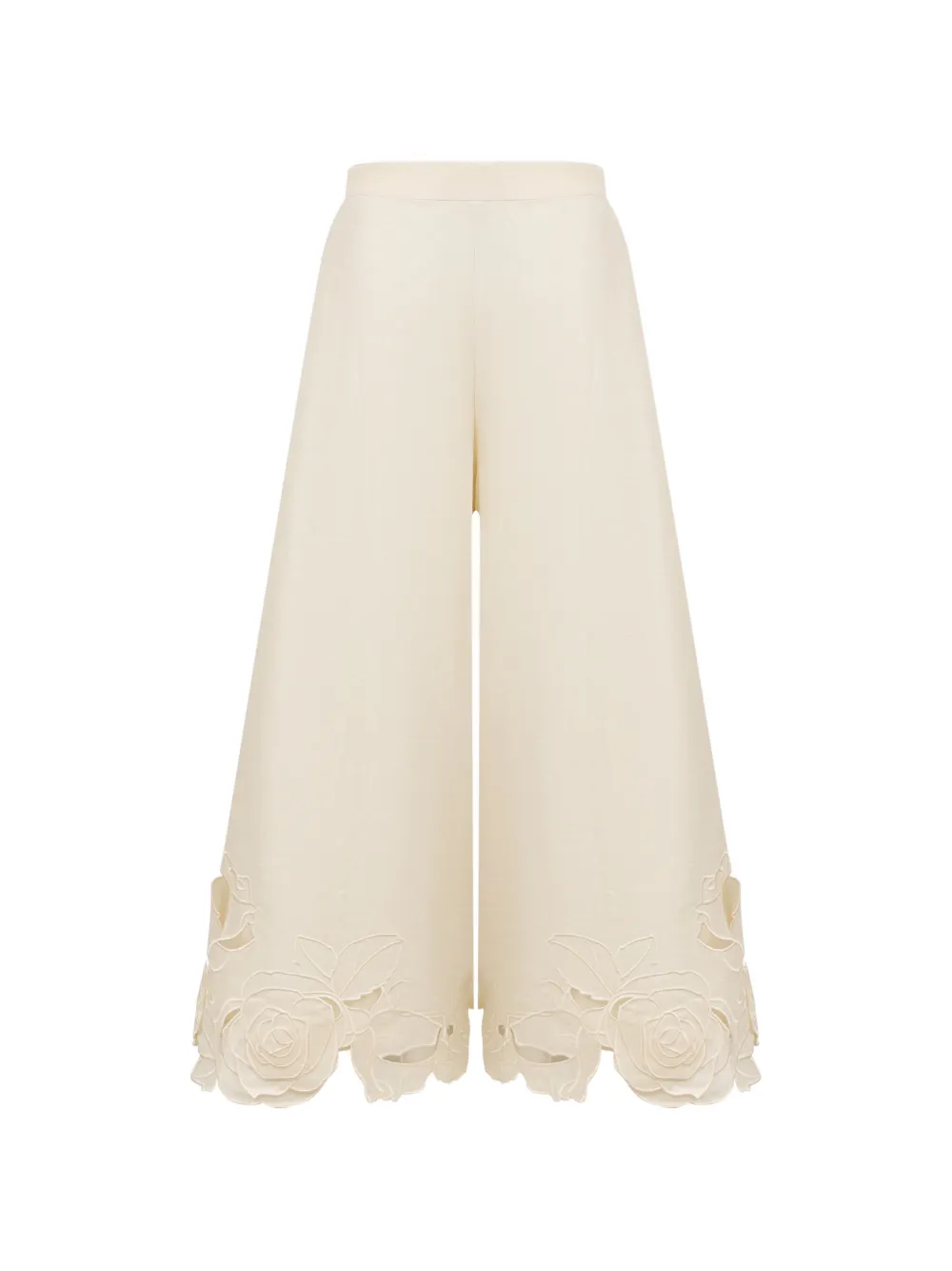 Leo Lin Theodora foral-appliqué palazzo pants - Toni neutri