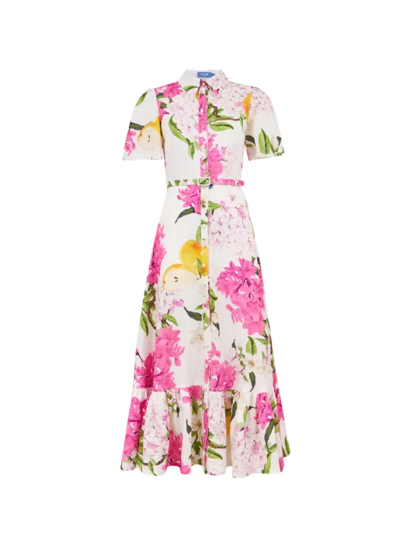 Leo Lin Becca Floral ruffled-detail Midi Dress | White | FARFETCH