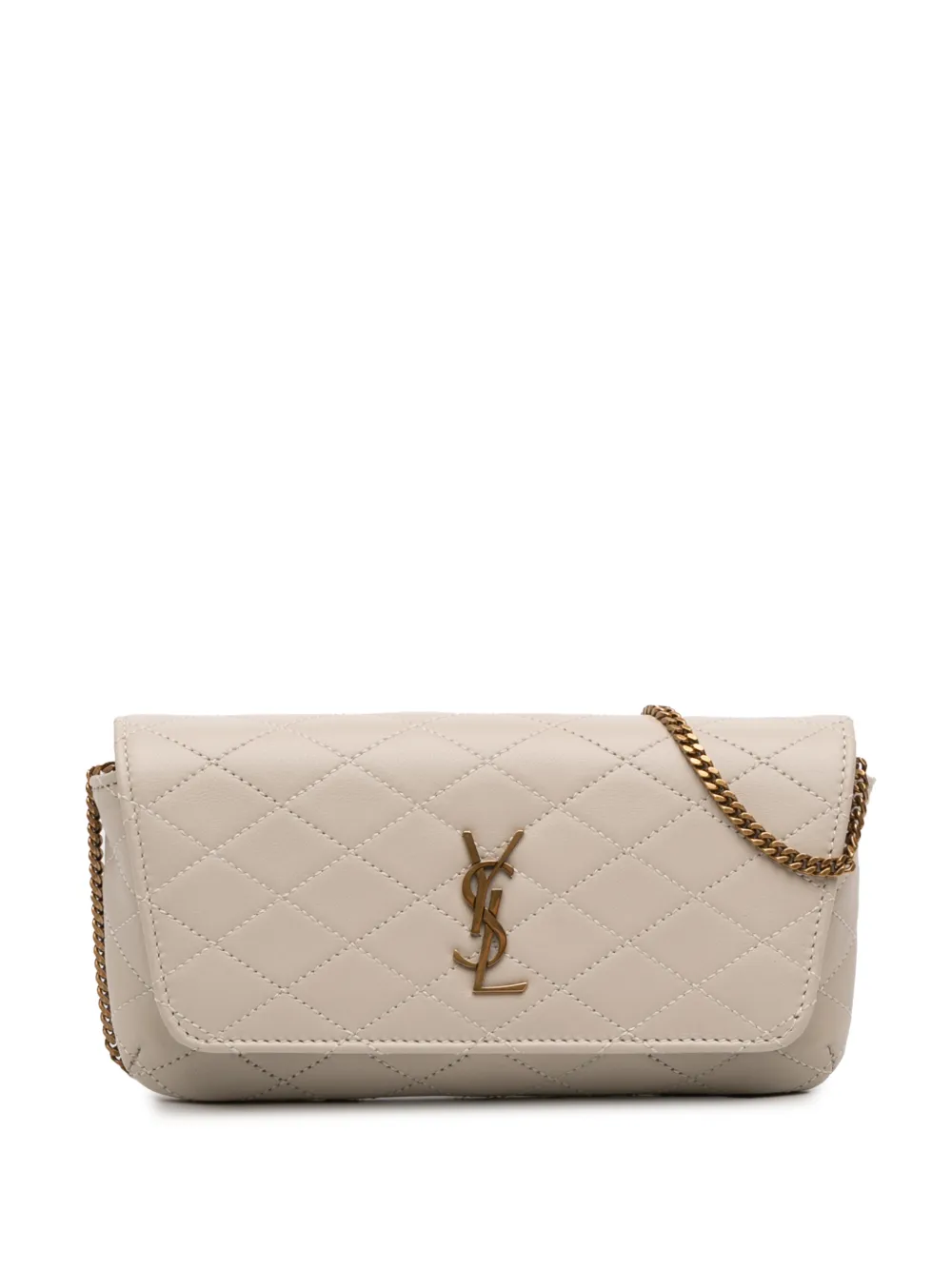 Saint Laurent Pre-Owned 2024 Quilted Lambskin Monogram Gaby Phone Holder crossbody bag - Bianco
