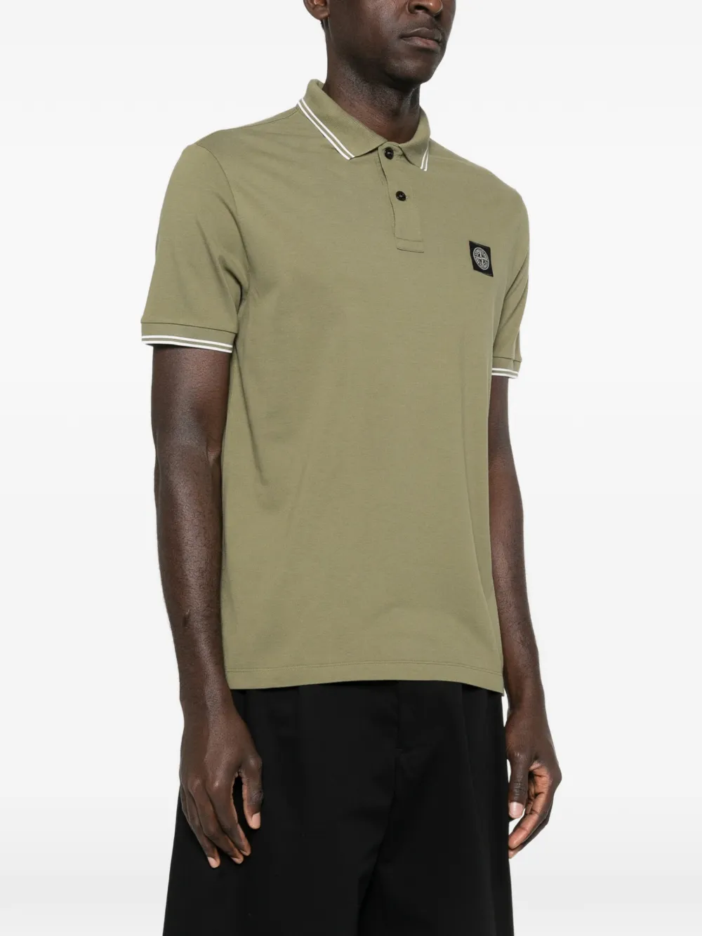Stone Island ストライプトリム ポロシャツ | グリーン | FARFETCH JP