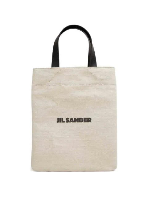 Jil Sander logo-printed leather-handles tote bag