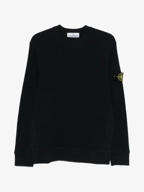 Stone Island logo-patch waffle-knit sweater