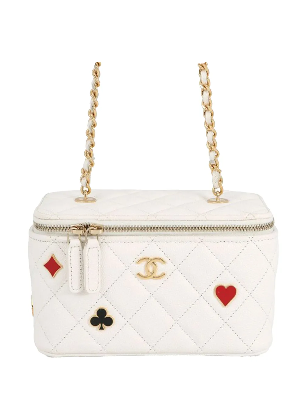 CHANEL Pre-Owned Trousse Coco Casino piccola in pelle Caviar trapuntata 2021-2025 - Bianco