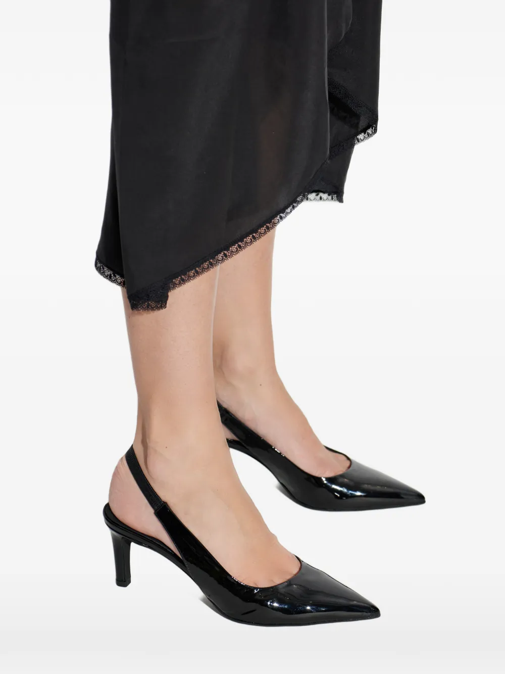 Furla Slingback pumps met puntige neus Zwart