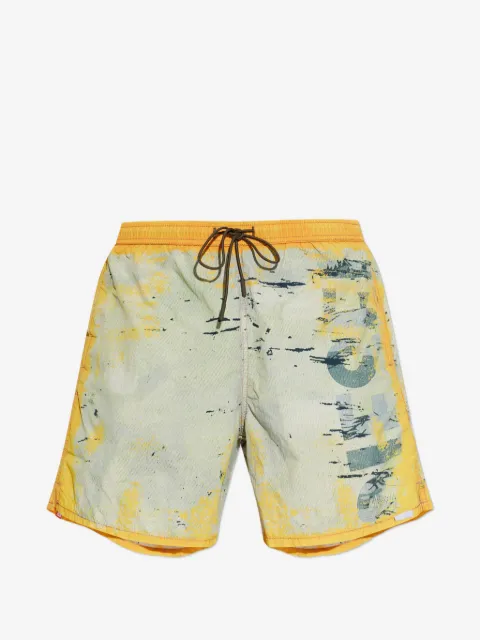 Diesel swim shorts with distressed print and maxi logo