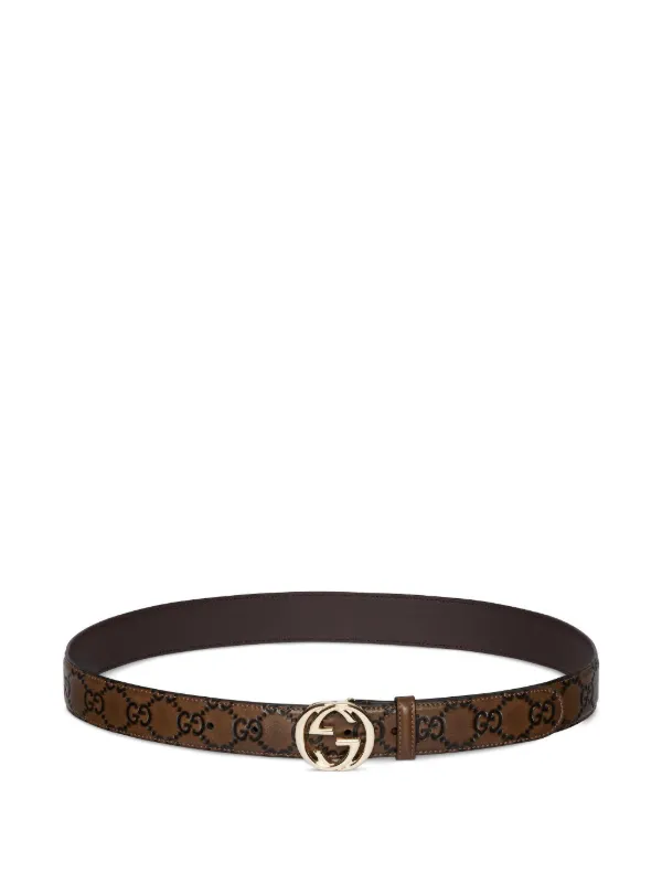 Gucci インターロッキングG バックル ベルト | ブラウン | FARFETCH JP